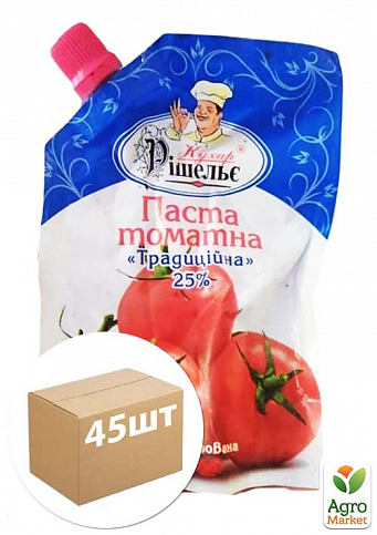 Томатная паста традиционная ТМ "Кухар-Ришелье" дой пак 270г упаковка 45 шт