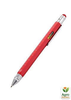 Кулькова багатозадачна ручка Troika Construction зі стілусом, лінійкою, викруткою та рівнем, червона (PIP20/RD)1
