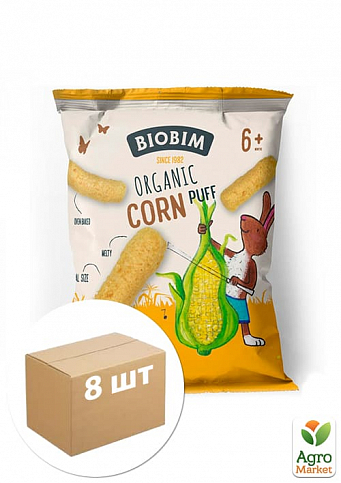 Снеки органічні Пафи кукурудзяні BioBim, 15г уп 8 шт