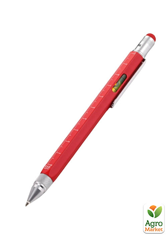 Шариковая многозадачная ручка Troika Construction со стилусом, линейкой, отверткой и уровнем, красная (PIP20/RD)
