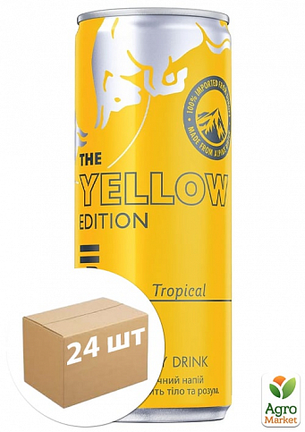 Енергетичний напій ТМ "Red Bull" Yellow Edition зі смаком тропічних фруктів 0.25 л упаковка 24шт