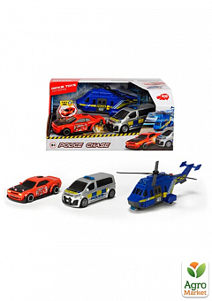 Игровой набор "Полицейская погоня" с 2 машинами и вертолетом, звуковым и световым эффектами 3+ Dickie Toys1