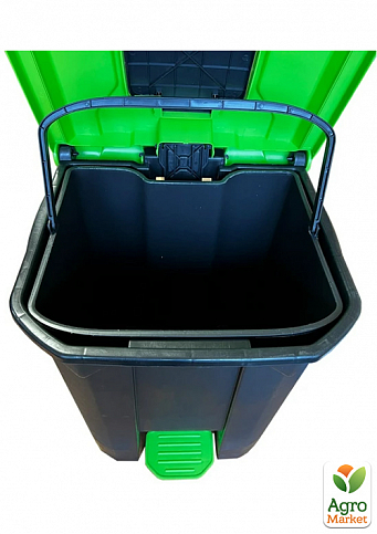 Бак для сміття з педаллю Planet 50 л чорний - зелений (12233) - фото 5