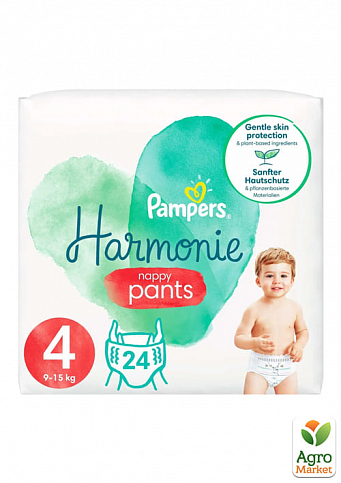 PAMPERS Дитячі одноразові підгузки-трусики Harmonie Nappy Pants Розмір 4 Maxi (9-15 кг) Економ 24 шт