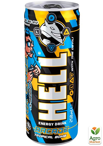 Энергетический напиток GAMER ARCADE со вкусом помело и мангустина ТМ "Hell" 0.25 л упаковка 24 шт - фото 2