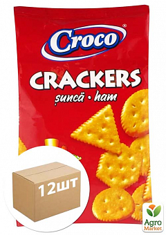 Крекер со вкусом ветчнины ТМ "Croco" 100г упаковка 12 шт2