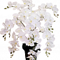 Белая королевская искусственная орхидея на 11 веток в высоком кашпо (ОК1211)