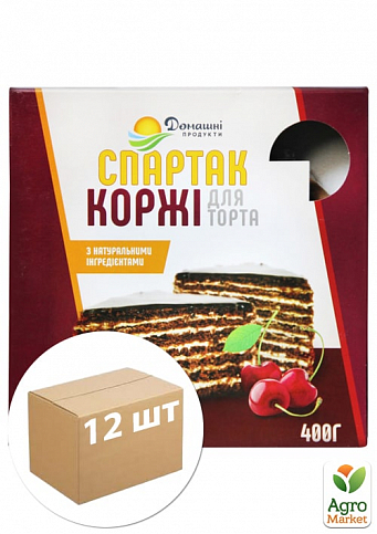 Коржі Спартак (картон) шоколадні 400г ТМ "Домашні продукти" упаковка 12 шт