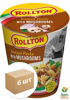 Макароны с грибами (стакан) ТМ "Rollton" 70г упаковка 6шт2