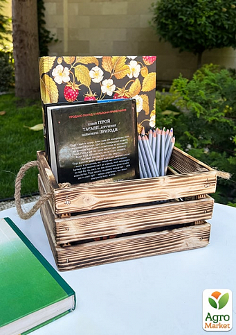 Ящик декоративний дерев'яний для зберігання та квітів "Бланш" д. 25см, ш. 17см, ст. 13см. (обпалений з ручками) - фото 4