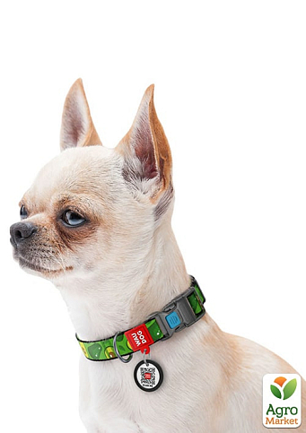 Ошейник для собак нейлоновый WAUDOG Nylon с QR паспортом, рисунок "Авокадо", пластиковый фастекс, Ш 10 мм, Д 20-30 см (5233) - фото 2