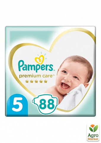 PAMPERS Детские подгузники Premium Care Размер 5 Junior (11-16 кг) Мега Упаковка 88 шт