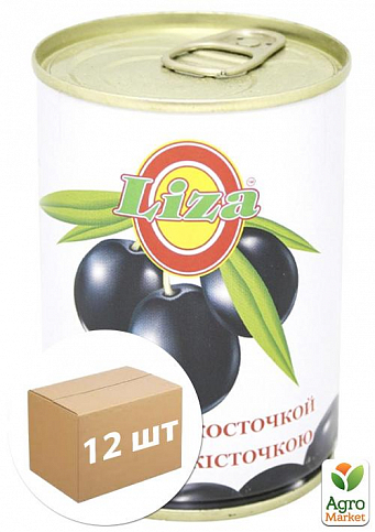 Маслини чорні (з кісточкою) ТМ "Liza" 280г упаковка 12 шт