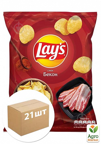 Картофельные чипсы (Жареный бекон) ТМ "Lay`s" 140г упаковка 21шт