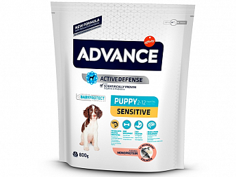 Advance Puppy Sensitive   Сухой корм для щенков всех пород с лососем и рисом  800 г (0093390)