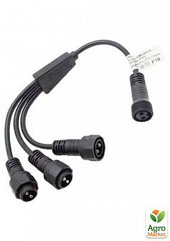 Перехідник для гірлянди IP65 Lemanso кабель 10см 2 * 0, 75мм/ LMA8015 1 гніздо - 3 вилки (801011)2