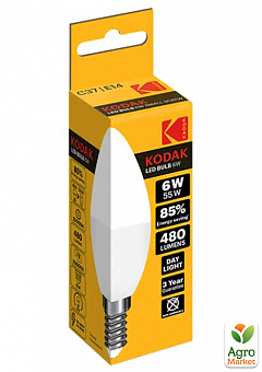 Лампа LED Kodak C37 E14 6W 220V Теплий Білий 3000K (6454509)2