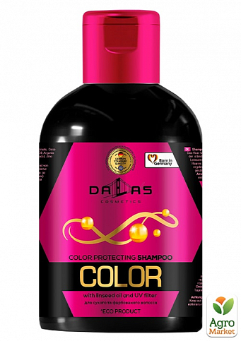 Шампунь для окрашенных и поврежденных волос с льняным маслом и УФ-фильтром "Dallas" Color Protect, 500 г