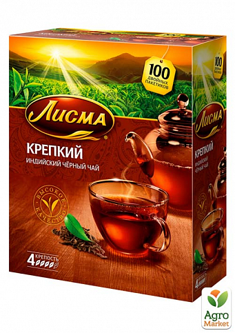 Чай крепкий (пачка) ТМ "Лисма" 100 пакетиков 1.8г упаковка 10шт - фото 2