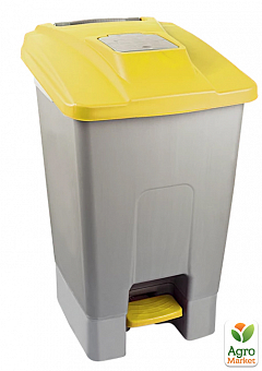 Бак для мусора с педалью Planet 100 л серо-желтый (6823)2