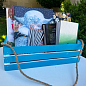Ящик декоративный деревянный для хранения и цветов "Франческа" д. 44см, ш. 17см, в. 13см. (синий с длинной ручкой) цена