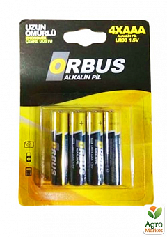Батарейка лужна 1.5V Orbus AAA/LR03, 4 штуки (у блістері)2