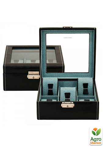 Ящик для хранения часов Friedrich Lederwaren Bond 6, черно-бирюзовый (20085-2)