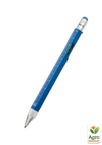 Шариковая многозадачная ручка Troika Construction со стилусом, линейкой, отверткой и уровнем, голубая (PIP20/AT)