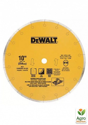 Диск алмазный DeWALT, бетон/кирпич/напольная плитка/кафель, 250х1.6х25.4 мм DT3734 ТМ DeWALT
