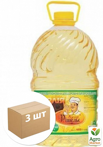 Масло подсолнечное (рафинированное) ТМ "Повар Ришелье" 5л / 4600г (К) упаковка 3 шт