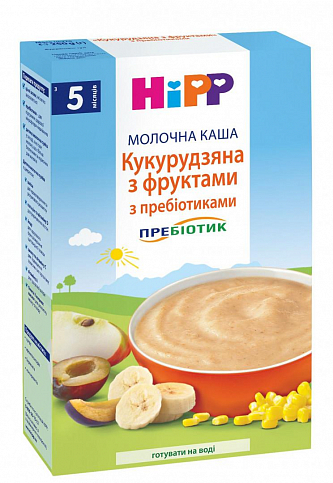 Каша молочна Кукурудзяно-фруктова з пребіотиками Hipp, 250г