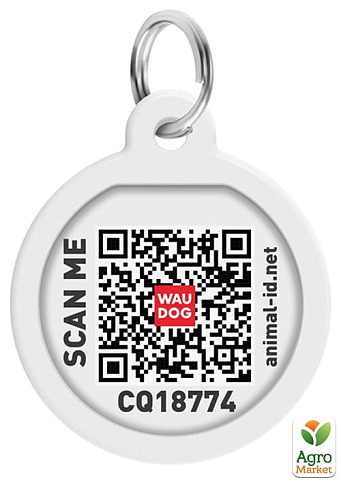Адресник для собак и кошек металлический WAUDOG Smart ID с QR паспортом, рисунок "Калина", круг, Д 30 мм (230-0228) - фото 3