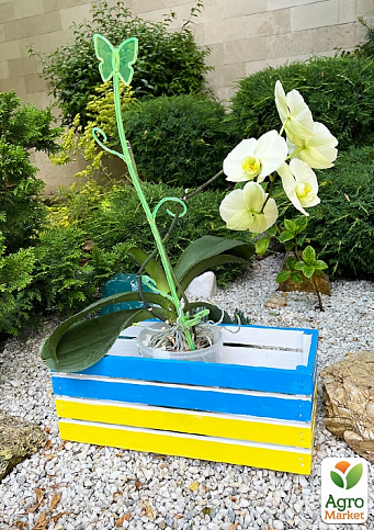 Ящик декоративный деревянный для хранения и цветов "Патриотичный" д. 44см, ш. 17см, в. 17см. (сине-желтый) - фото 4