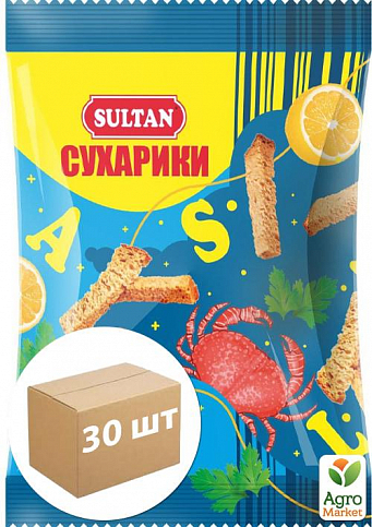 Сухарики пшеничні зі смаком Краба ТМ "Sultan" 90г упаковка 30 шт