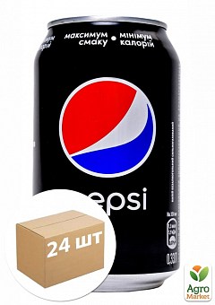 Газований напій Black (залізна банка) ТМ "Pepsi" 0,33 л упаковка 24шт2