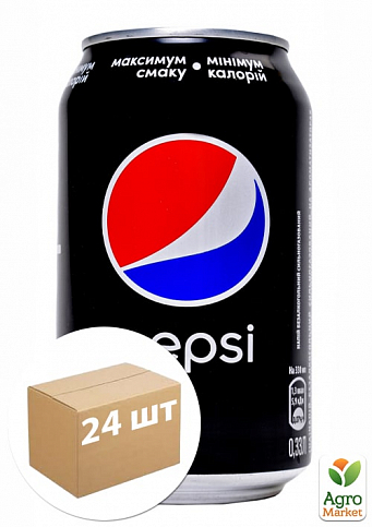 Газированный напиток Black (железная банка) ТМ "Pepsi" 0,33л упаковка 24шт