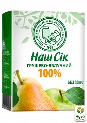 Грушево-яблочный сок ОКЗДП ТМ "Наш сок" 0,2л упаковка 27 шт - фото 2