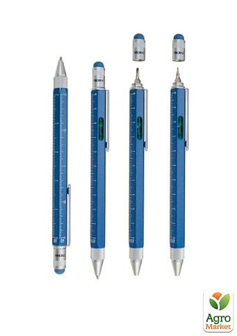 Шариковая многозадачная ручка Troika Construction со стилусом, линейкой, отверткой и уровнем, голубая (PIP20/AT) - фото 2