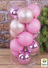 Набор елочных шариков глиттер/матт/глянец 8 см 15 шт. Розовый (1092-5)