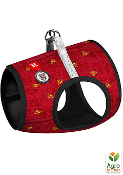 Шлейка для собак мягкая WAUDOG Clothes с QR паспортом, рисунок "Супермен красный", XS1, В 24-27 см, С 18-20 см (1001-4007)1