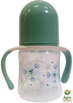 Бутылочка пластиковая с широким горлышком зелёная "Декор" Baby-Nova, 150мл1
