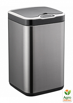 Сенсорное мусорное ведро JAH 13 л квадратное тёмно-серебряный металлик с внутренним ведром (6367)2