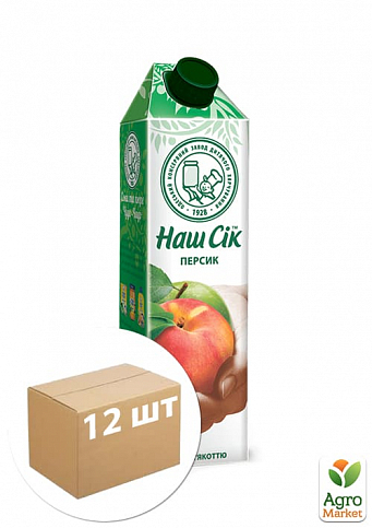 Персиковый сок с мякотью ОКЗДП ТМ "Наш Сок" ТВА Slim 0.95 л упаковка 12 шт