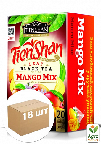 Чай чорний (Манго мікс) пачка ТМ "Тянь-Шань" 20 пірамідок упаковка 18шт