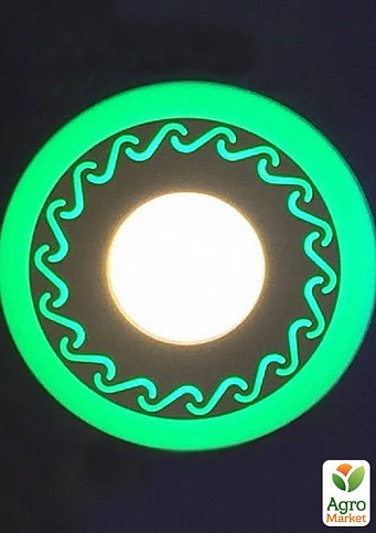 LED панель Lemanso  LM539 "Завитки" круг  6+3W зелёная подсв. 540Lm 4500K 85-265V (331624)