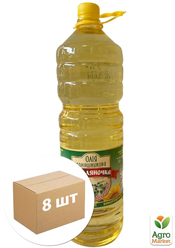 Олія соняшникова (рафінована) картонний ящик ТМ "Подоляночка" 1.9л. упаковка 8шт
