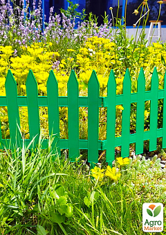 Декоративный пластиковый забор светло-зеленый высота 35см, длина 3.2 м, 7 секций1