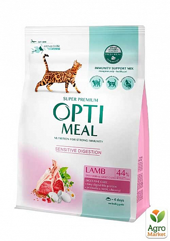 Сухой корм для взрослых кошек Optimeal со вкусом ягненка 200 г (3310390)