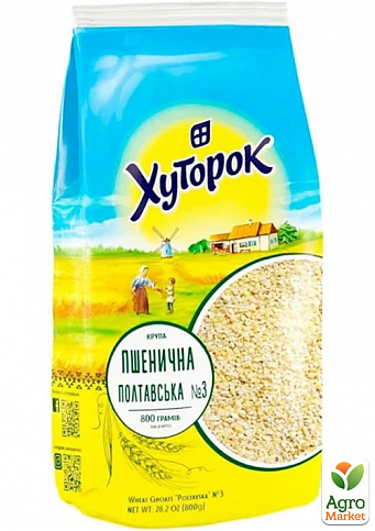 Крупа пшенична "Полтавська" №3 ТМ "Хуторок" 800 гр упаковка 20 шт - фото 2