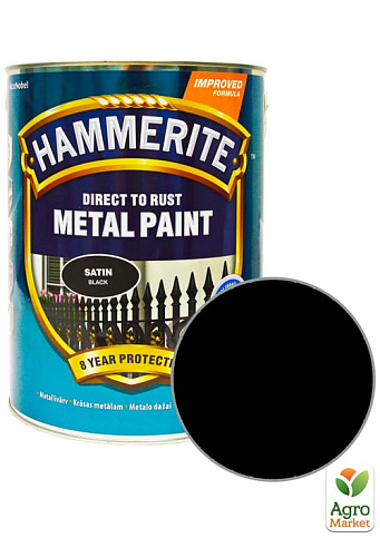 Краска Hammerite Полуматовая эмаль по ржавчине черная 5 л